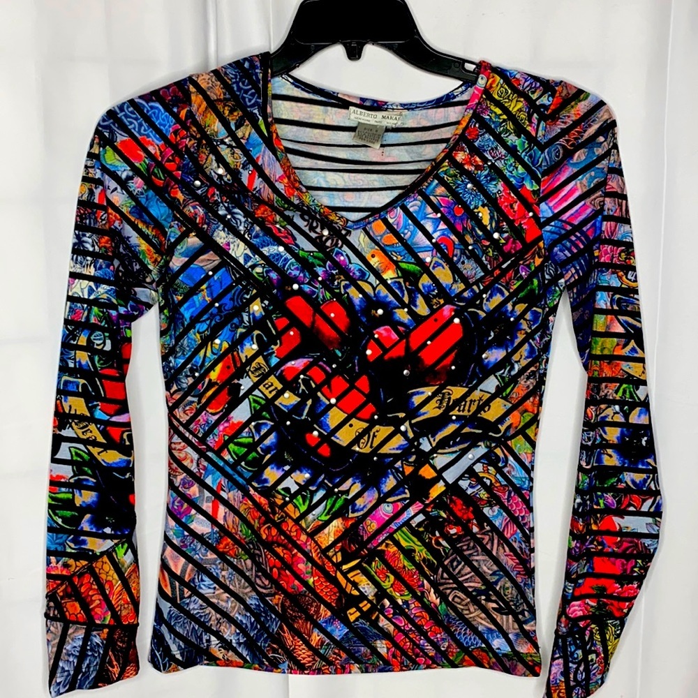 Alberto Makali Multicolor Long Sleeves Top Sz S